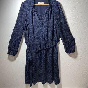 Ann Taylor Loft Blue Polka Dot Dress, Size 14.